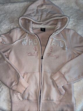 WHO.A.U Pink Zip-Up Hoodie - Casual Women's Sweatshirt
